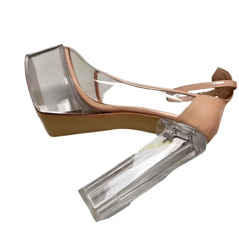 TEEK - Apricot Transparent Platform High Heel Pumps