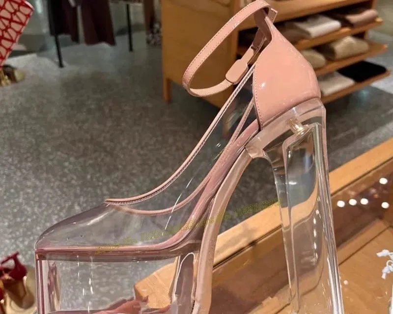 TEEK - Apricot Transparent Platform High Heel Pumps