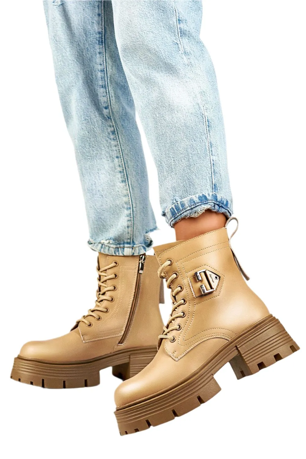 TEEK - Lace Up Ankle Accent Boots