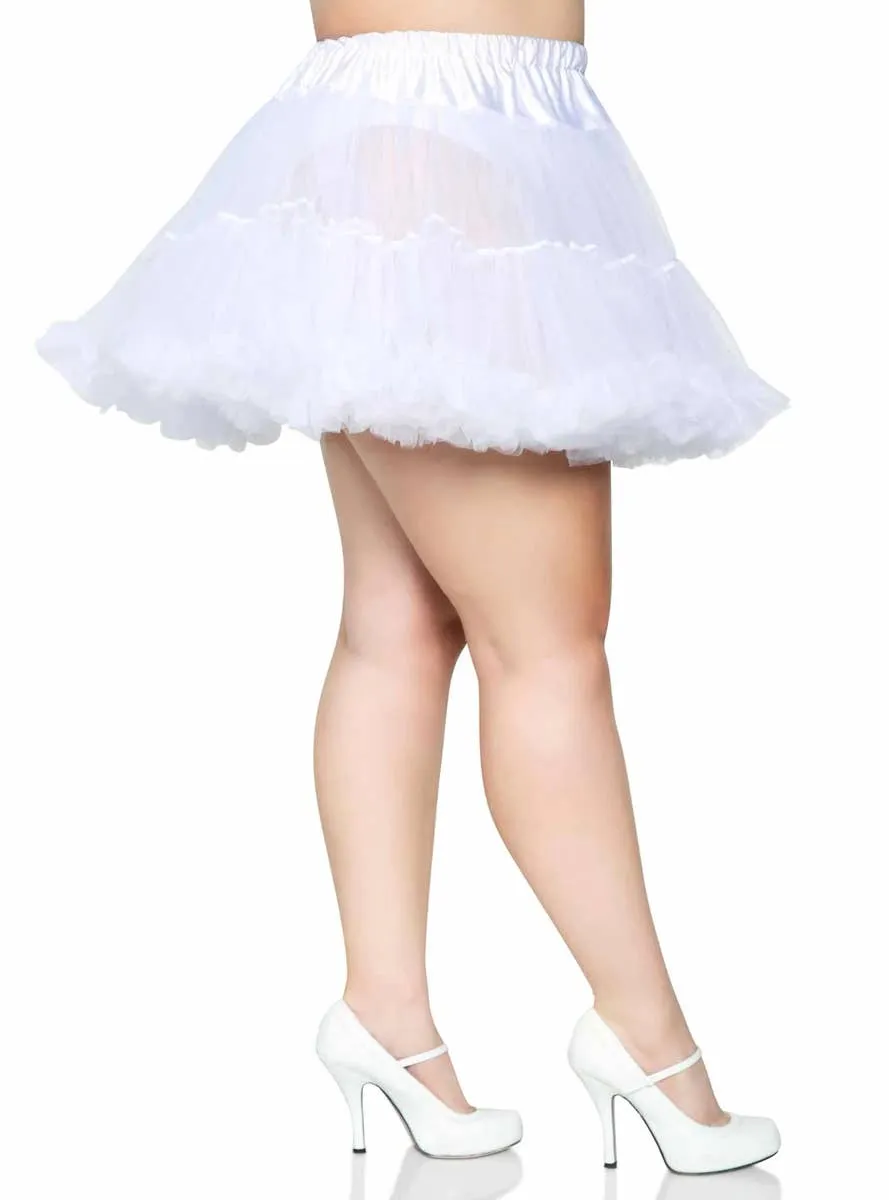 Thigh Length White Plus Size Mesh Petticoat