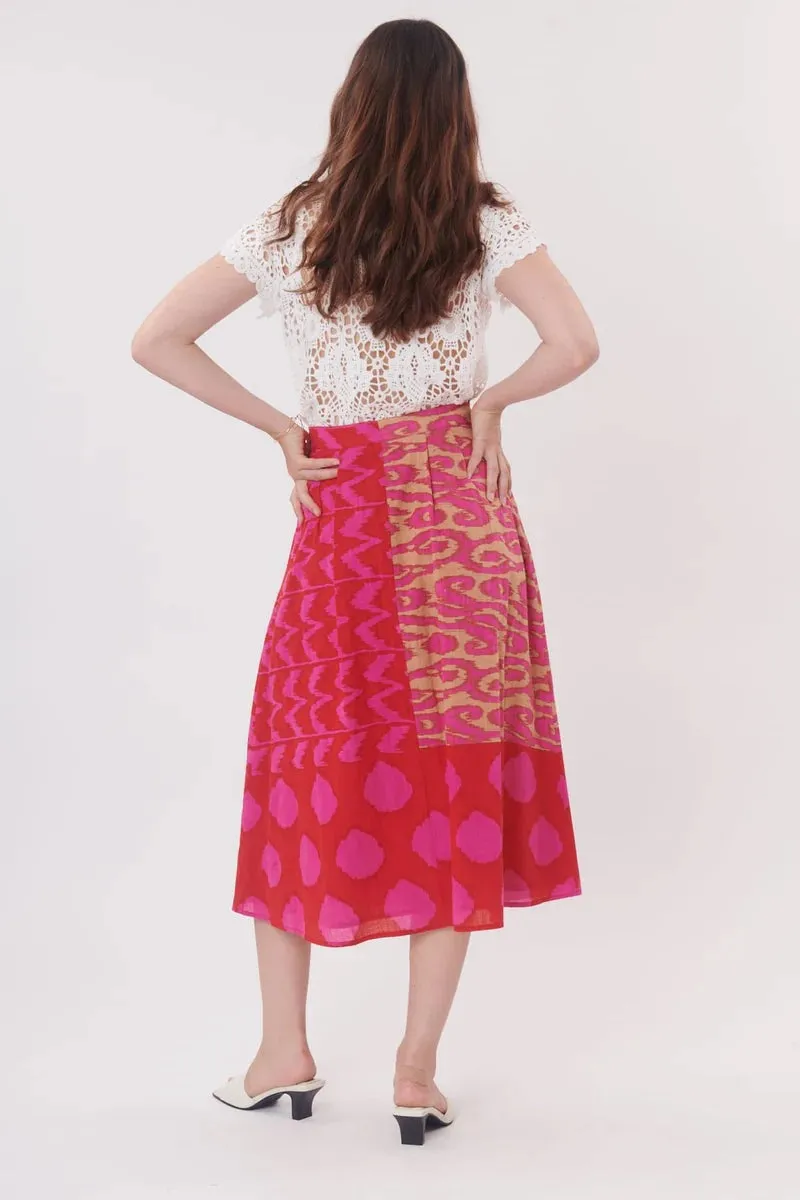 Vahina Button Skirt - Fuchsia