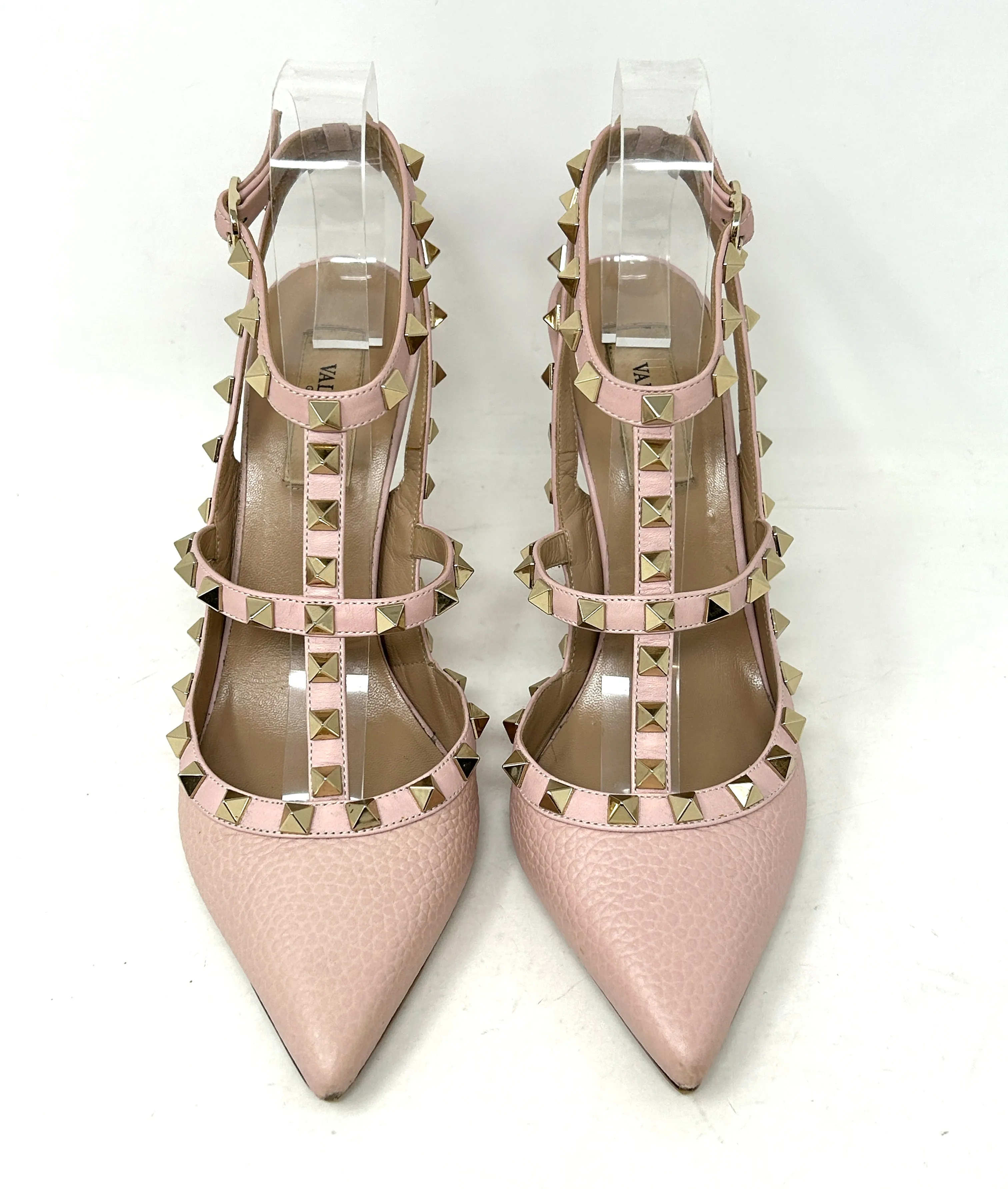 Valentino Garavani Rockstud 100 Pale Pink Leather Studded Pump Heels 38.5 UK 5.5