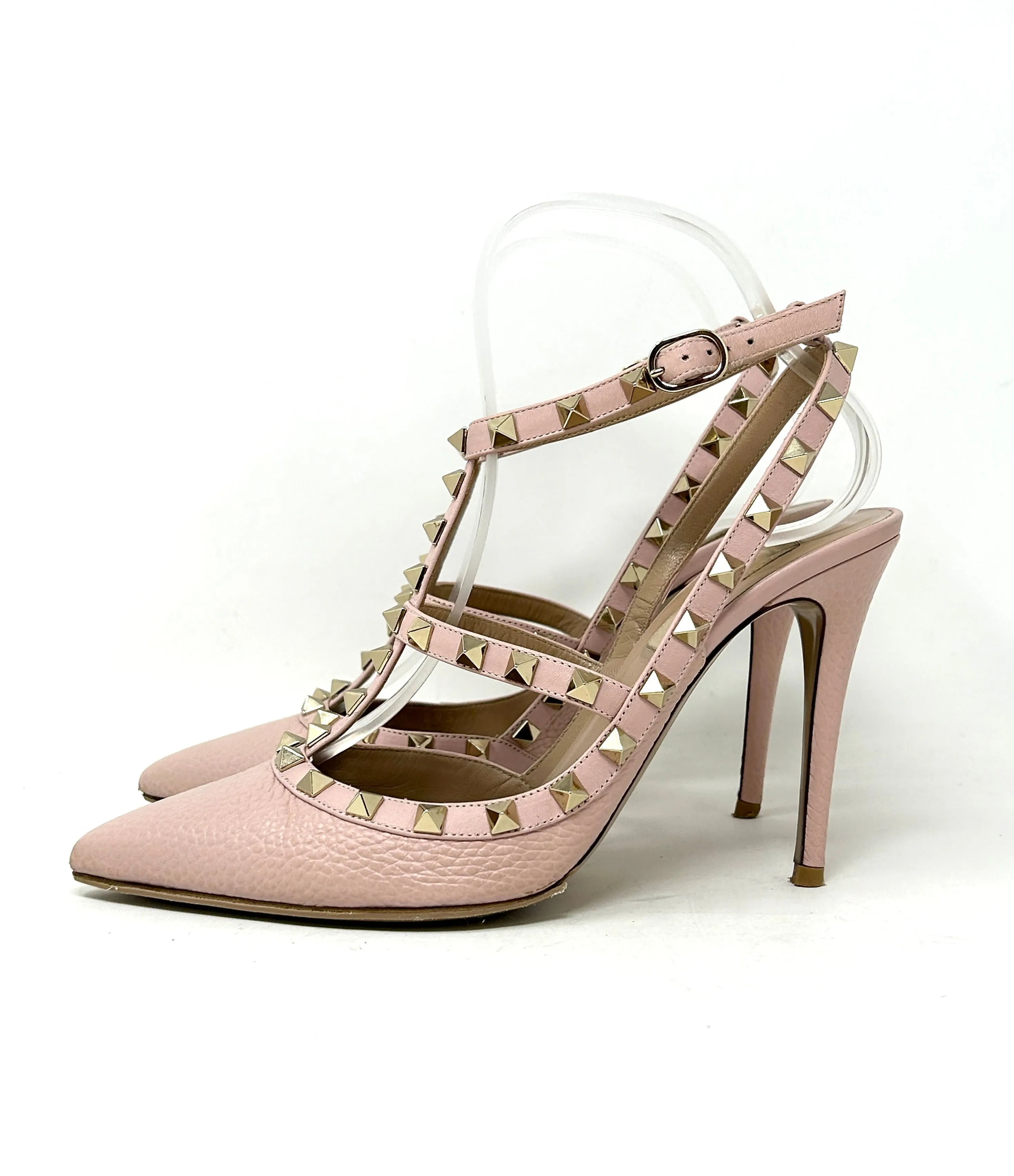 Valentino Garavani Rockstud 100 Pale Pink Leather Studded Pump Heels 38.5 UK 5.5