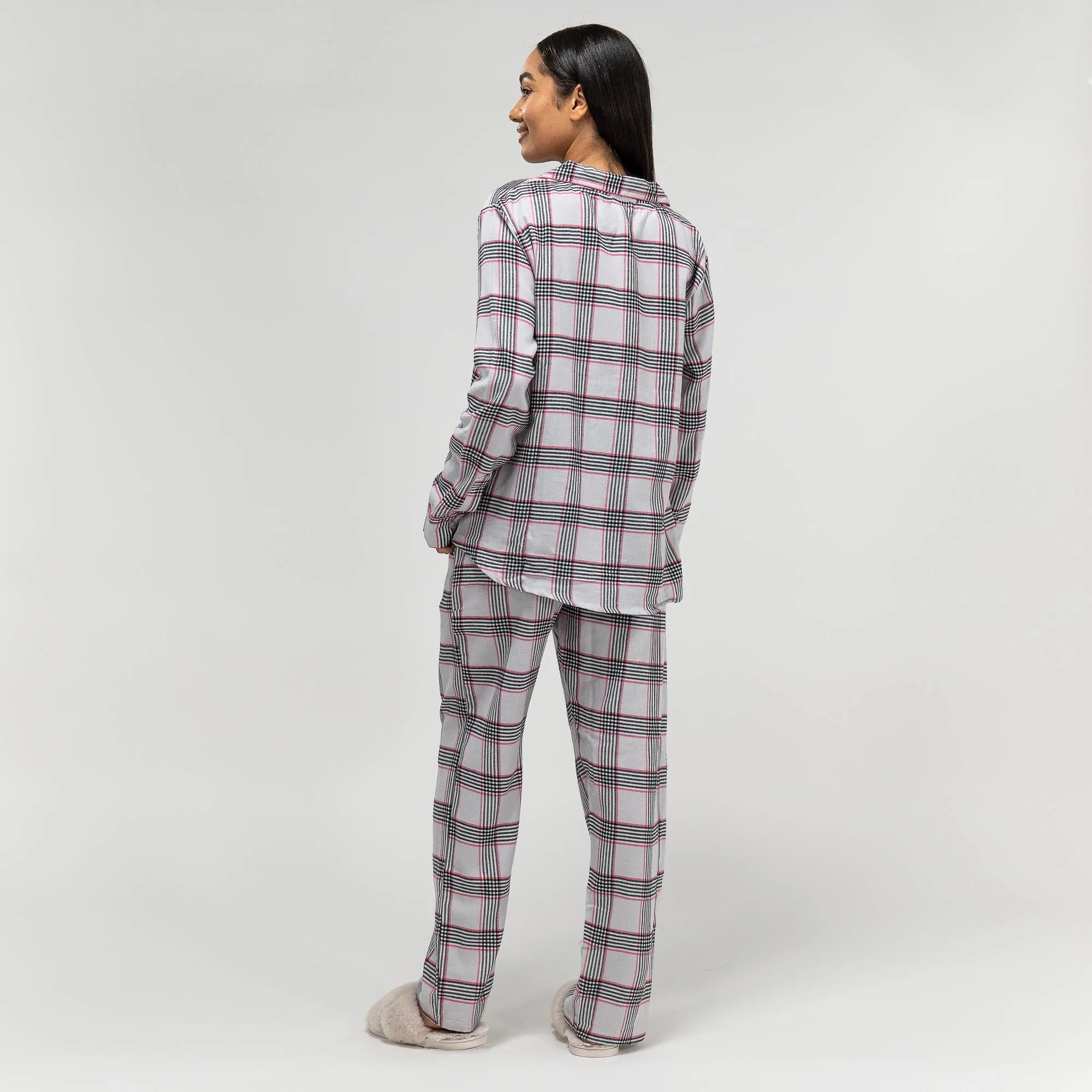 Women's Pink Check Cotton Pyjamas