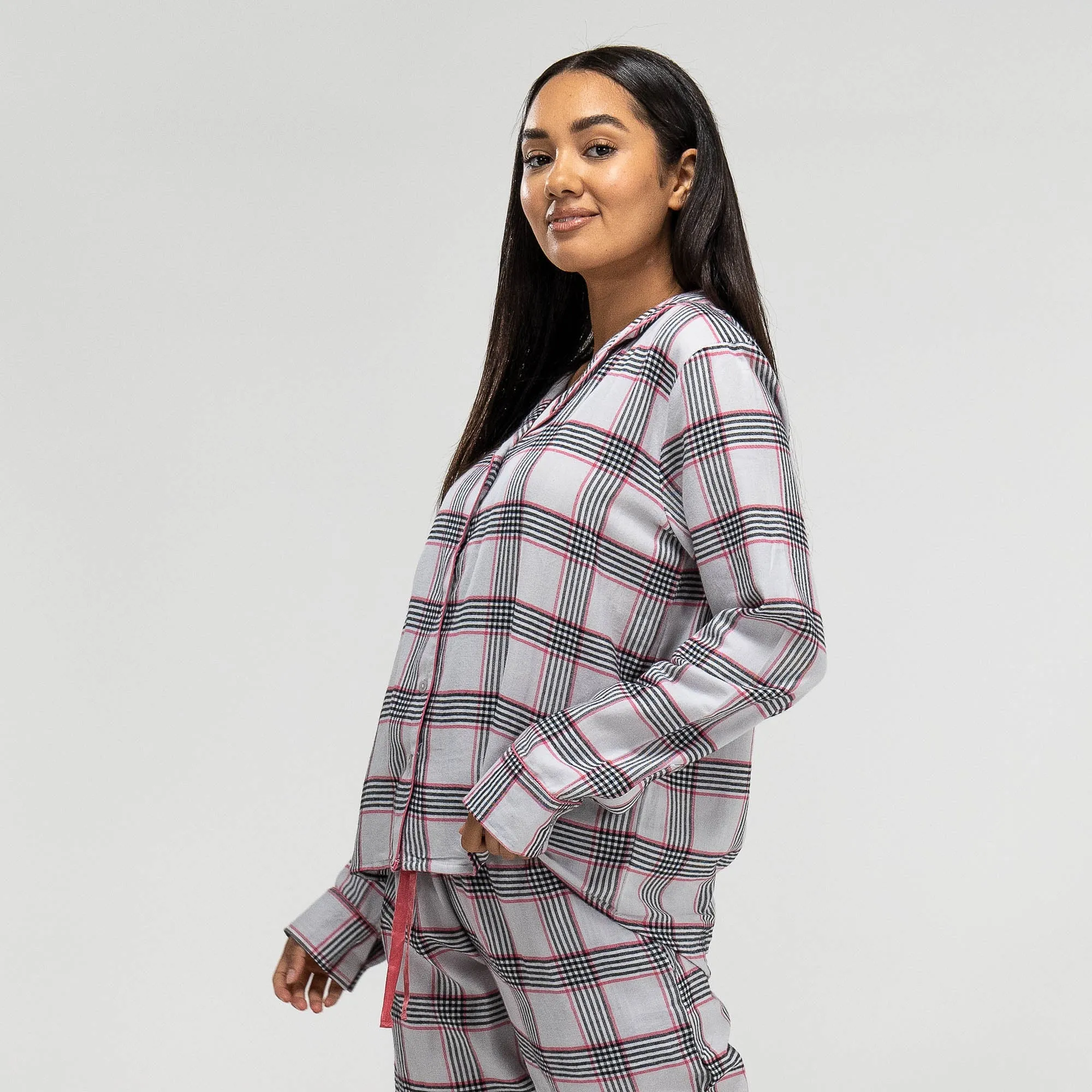 Women's Pink Check Cotton Pyjamas