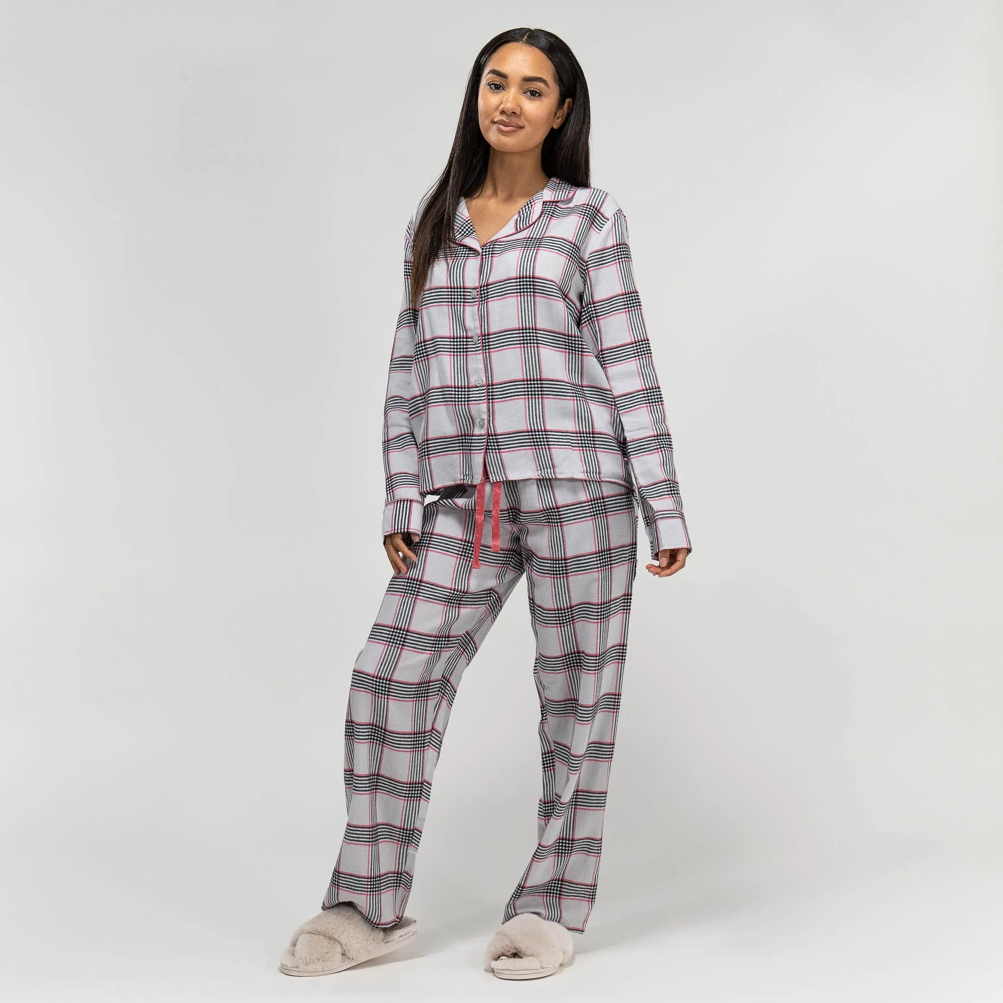 Women's Pink Check Cotton Pyjamas