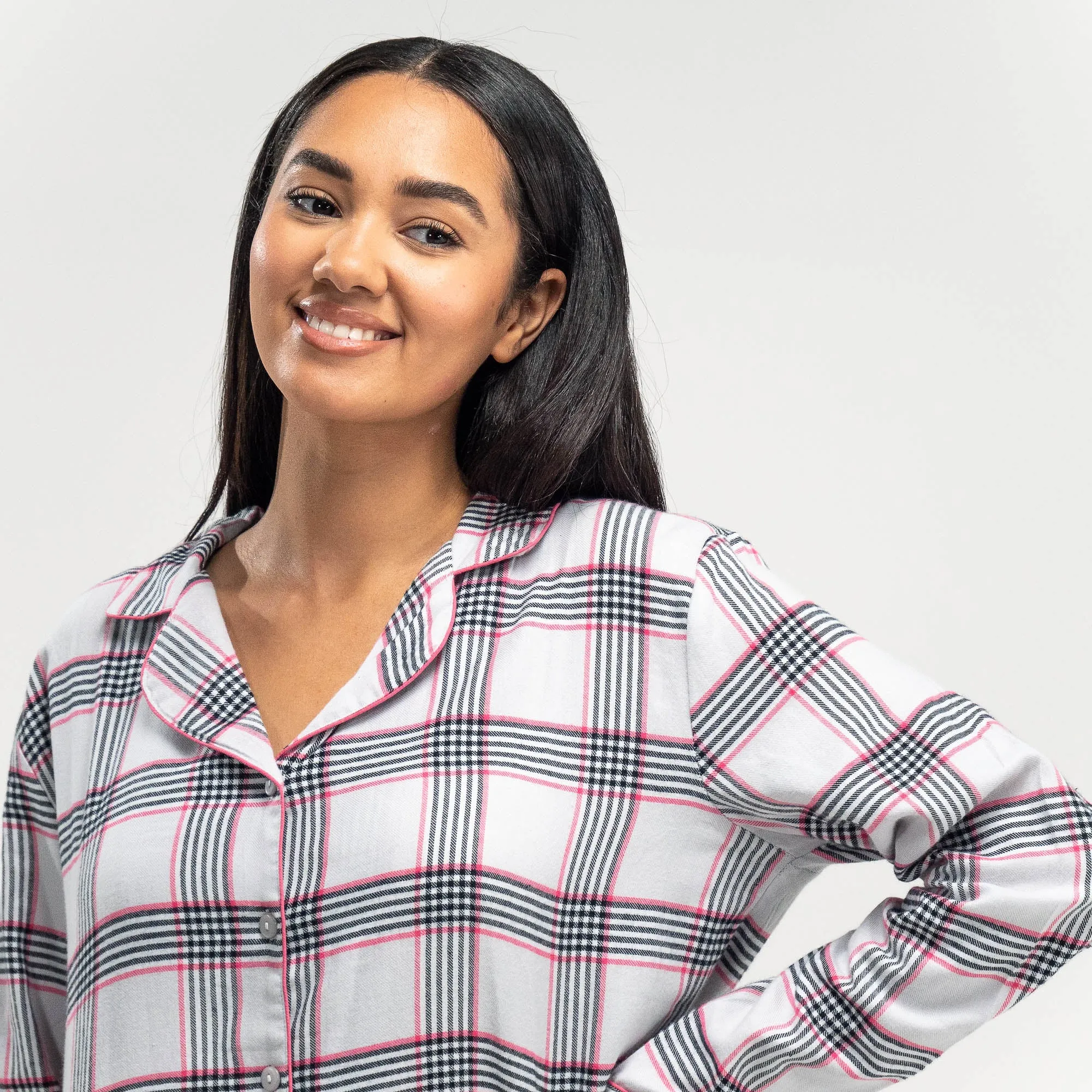 Women's Pink Check Cotton Pyjamas