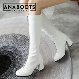 Zip Up Hoof high Heels Boots Woman Shoes